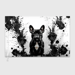 Флаг 3D Французский бульдог на белом с черным