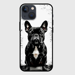 Чехол для iPhone 13 mini Французский бульдог на белом с черным