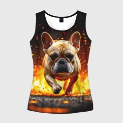 Женская майка 3D Французский бульдог в огне