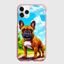 Чехол для iPhone 11 Pro Max матовый Французский бульдог на природе