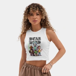 Женская укороченная майка-топ хлопок Yoda and Chewbacca are friends of Rick and Morty - Star Wars - фото 2