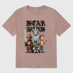 Мужская футболка хлопок Oversize Yoda and Chewbacca are friends of Rick and Morty - Star Wars