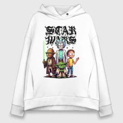 Женское худи Oversize хлопок Yoda and Chewbacca are friends of Rick and Morty - Star Wars