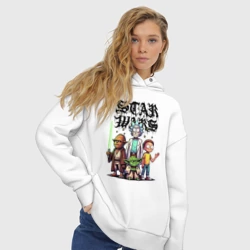 Женское худи Oversize хлопок Yoda and Chewbacca are friends of Rick and Morty - Star Wars - фото 2