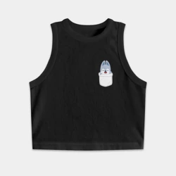 Женская укороченная майка-топ хлопок Wolf Chan in pocket