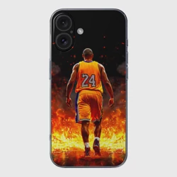 Чехол для iPhone 16 силиконовый с защитой камеры Коби Брайант в огне