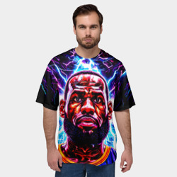 Мужская футболка oversize 3D Леброн Джеймс и молния - фото 2