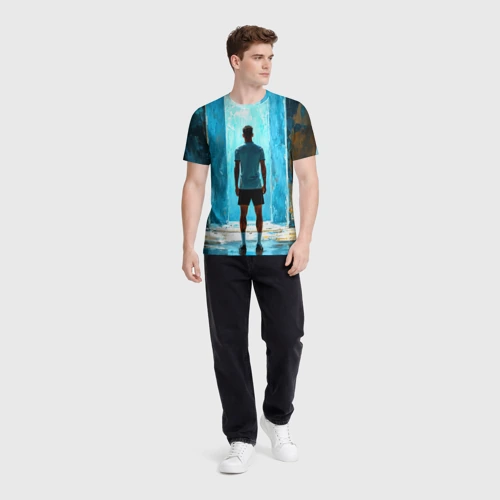 Мужская футболка 3D с принтом Бруно Фернандеш со спины, вид сбоку #3