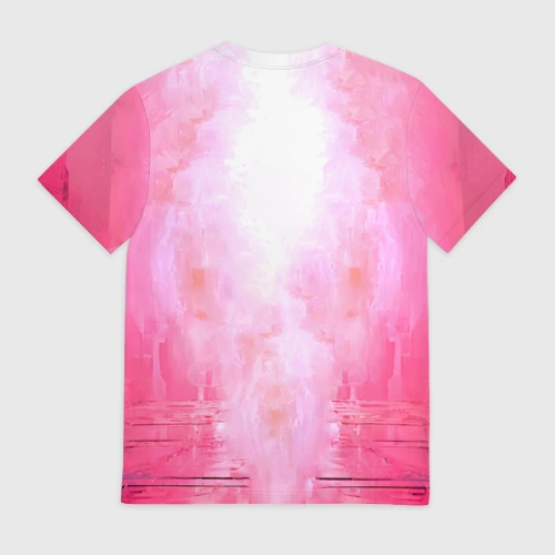 Мужская футболка 3D с принтом Бруно Фернандеш на розовом, вид сзади #1