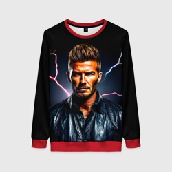 Женский свитшот 3D Дэвид Бекхэм и молния