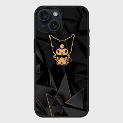 Чехол силиконовый для Apple iPhone 15 матовый Kuromi golden poly