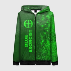 Женская толстовка 3D на молнии Blue Exorcist - green gradient по-вертикали