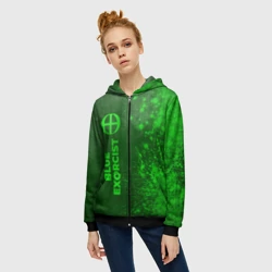 Женская толстовка 3D на молнии Blue Exorcist - green gradient по-вертикали - фото 2