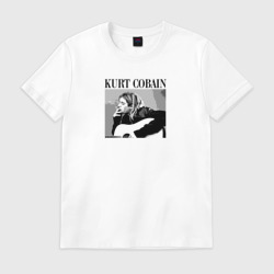 Мужская футболка хлопок Kurt Cobain in black white