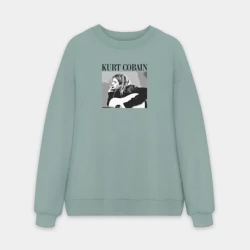 Мужской свитшот oversize без начеса хлопок Kurt Cobain in black white