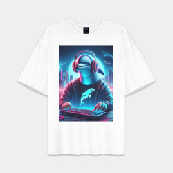 Мужская футболка Oversize хлопок premium Dolphin is esports player - ai art fantasy