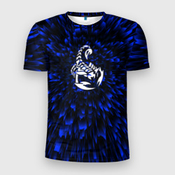 Мужская футболка 3D Slim Scorpions blue energy