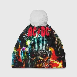 Шапка 3D c помпоном ACDC рок монстры