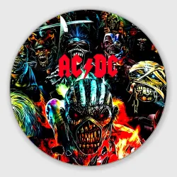 Круглый коврик для мышки ACDC рок монстры