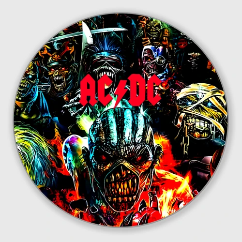 Круглый коврик для мышки ACDC рок монстры