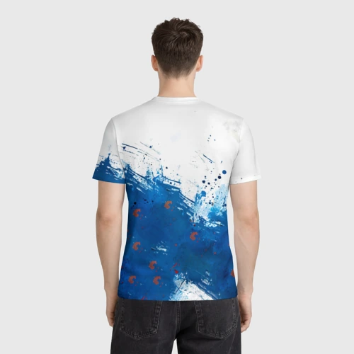 Мужская футболка 3D с принтом Томас Мюллер на белом, вид сзади #2