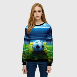 Женский свитшот 3D Футбольный мяч на стадионе - фото 2
