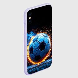 Чехол для iPhone XS Max матовый Футбольный мяч в синем пламени - фото 2