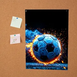 Постер Футбольный мяч в синем пламени - фото 2