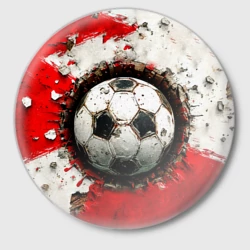 Значок Футбольный мяч в красно-белом