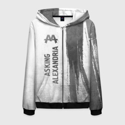 Мужская толстовка 3D на молнии Asking Alexandria - white gradient по-вертикали