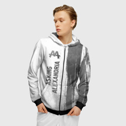 Мужская толстовка 3D на молнии Asking Alexandria - white gradient по-вертикали - фото 2