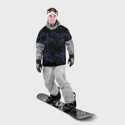 Накидка на куртку 3D Синий дракон на черном