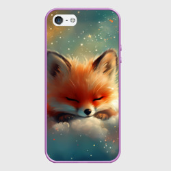 Чехол для iPhone 5/5S матовый Лисенок спит на  облаке 