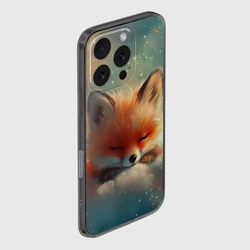 Чехол для iPhone 16 Pro силиконовый с защитой камеры Лисенок спит на облаке - фото 2
