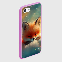 Чехол для iPhone 5/5S матовый Лисенок спит на  облаке  - фото 2