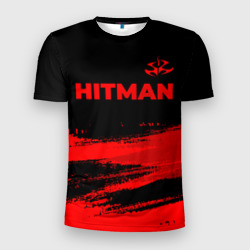 Мужская футболка 3D Slim Hitman - red gradient посередине