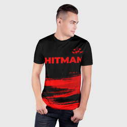 Мужская футболка 3D Slim Hitman - red gradient посередине - фото 2