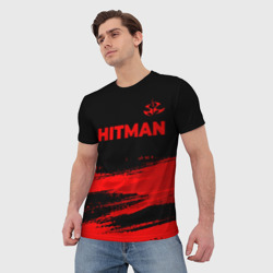 Мужская футболка 3D Hitman - red gradient посередине - фото 2