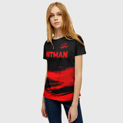 Женская футболка 3D Hitman - red gradient посередине - фото 2