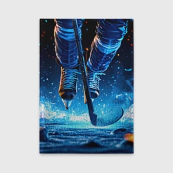 Обложка для автодокументов Хоккеист в синем пламени