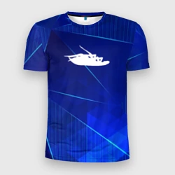 Мужская футболка 3D Slim Papa Roach blue poly