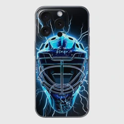 Чехол для iPhone 15 Pro силиконовый с защитой камеры Маска голкипера в молниях