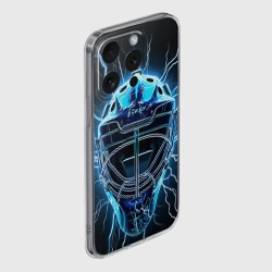 Чехол для iPhone 15 Pro силиконовый с защитой камеры Маска голкипера в молниях - фото 2