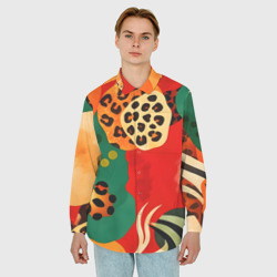 Мужская рубашка oversize 3D Анималистичный африканский паттерн - фото 2