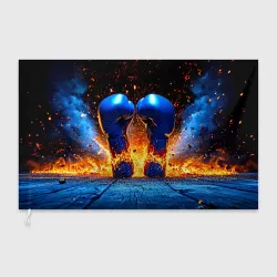 Флаг 3D Синие перчатки в огне