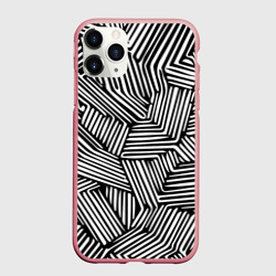 Чехол для iPhone 11 Pro Max матовый Минималистичный черно белый паттерн в линию