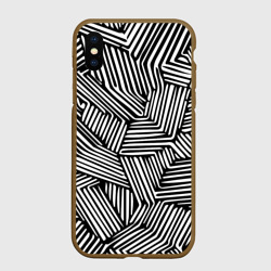 Чехол для iPhone XS Max матовый Минималистичный черно белый паттерн в линию