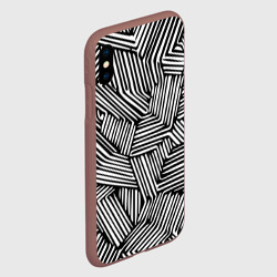 Чехол для iPhone XS Max матовый Минималистичный черно белый паттерн в линию - фото 2