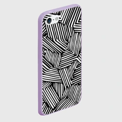 Чехол для iPhone 5/5S матовый Минималистичный черно белый паттерн в линию - фото 2