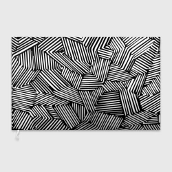 Флаг 3D Минималистичный черно белый паттерн в линию